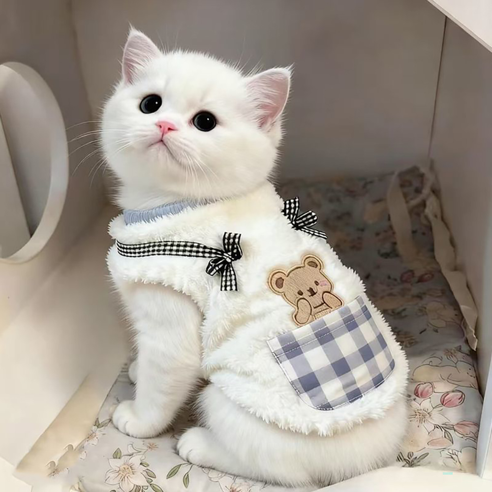 Cute Plush Cat Vest Winter War - Winter Clothing For Dogs review and price